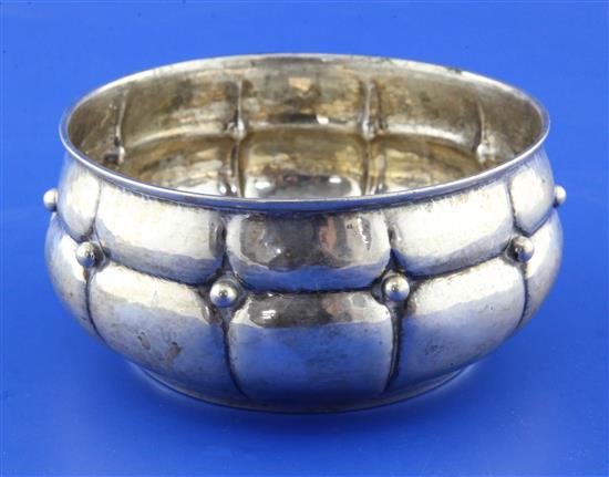 A 1920s Danish planished silver bowl, 5 oz.